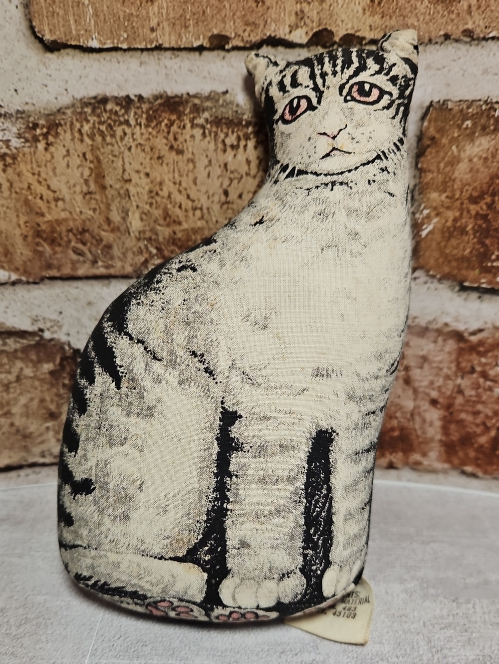 Vtg 1977 The Toy Works Ithaca Kitty Stuffed Cloth Doll Tabby Cat Pillow USA